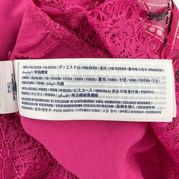 Abercrombie Kids Dress Size 11/12 Pink Geometric Print Sheer Overlay 3/4 Sleeve - Picture 4 of 8